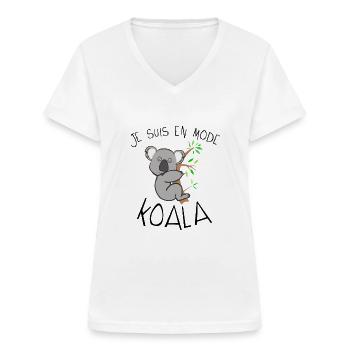 koala citation en mode dort dormir humour - T-shirt col V Femme - blanc - Devant - Lela (165cm)