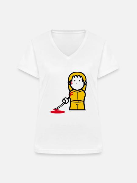 Kill Bill Kultmotiv - Frauen-T-Shirt mit V-Ausschnitt - Weiß