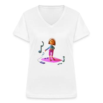 GRAPPIGE MUZIEK 013 - Vrouwen T-shirt met V-hals - wit - Voor - Lela (165cm)