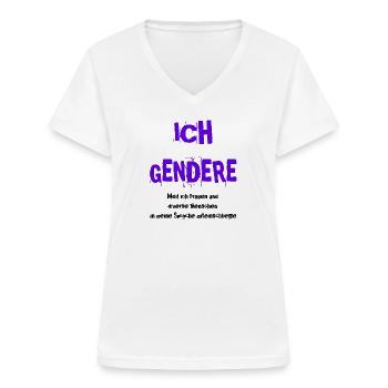 gendern Geschenkidee pro Gendern Feminismus queer - Frauen-T-Shirt mit V-Ausschnitt - Weiß - Vorne - Lela (165cm)