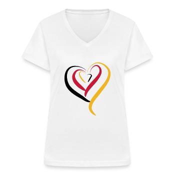 Deutschland Herz - Frauen-T-Shirt mit V-Ausschnitt - Weiß - Vorne - Lela (165cm)