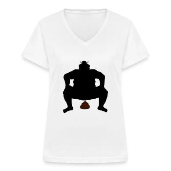 Tas de lutte sumo - T-shirt col V Femme - blanc - Devant - Lela (165cm)