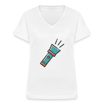 lampe de poche - T-shirt col V Femme - blanc - Devant - Lela (165cm)