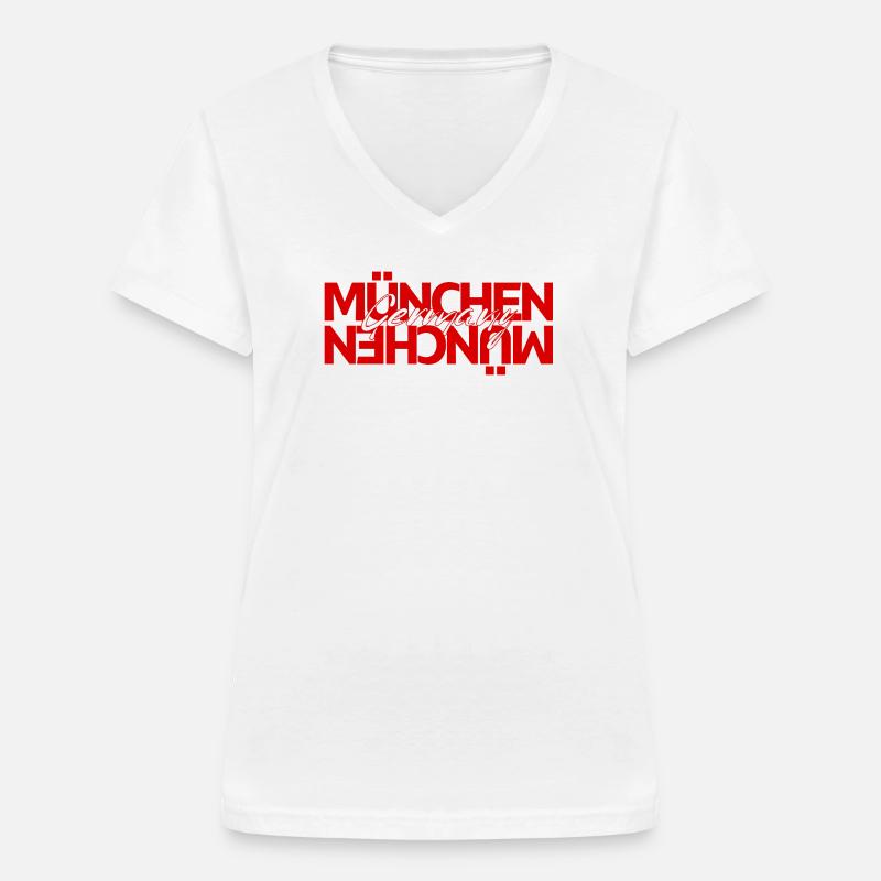 Munich Germany Script Overlay - Women's V-neck T-shirt - white