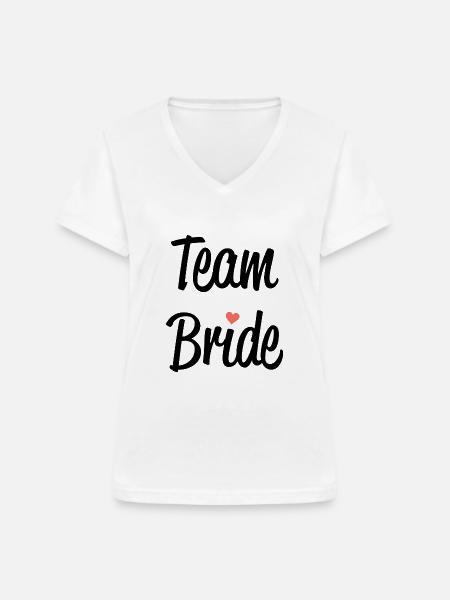 Team Bride - Frauen-T-Shirt mit V-Ausschnitt - Weiß