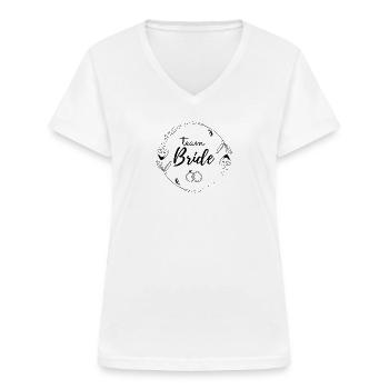 Équipe Bride, mariage, enterrement de vie de jeune fille - T-shirt col V Femme - blanc - Devant - Lela (165cm)