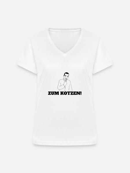 Zum Kotzen - Frauen-T-Shirt mit V-Ausschnitt - Weiß