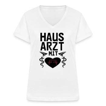 Hausarzt mit Herz Geschenk - Frauen-T-Shirt mit V-Ausschnitt - Weiß - Vorne - Lela (165cm)