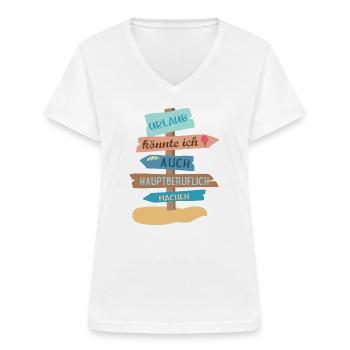 Urlaub - Frauen-T-Shirt mit V-Ausschnitt - Weiß - Vorne - Lela (165cm)
