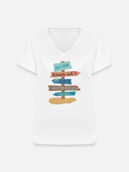 Urlaub - Frauen-T-Shirt mit V-Ausschnitt - Weiß