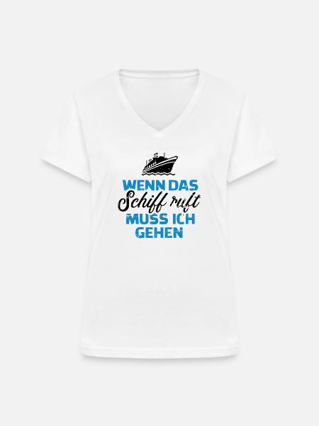 Kreuzfahrt - Frauen-T-Shirt mit V-Ausschnitt - Weiß