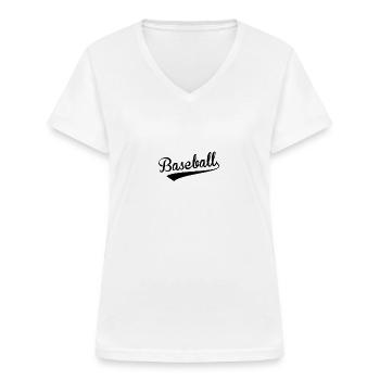 Baseball Baseball Baseball Baseball - Frauen-T-Shirt mit V-Ausschnitt - Weiß - Vorne - Lela (165cm)