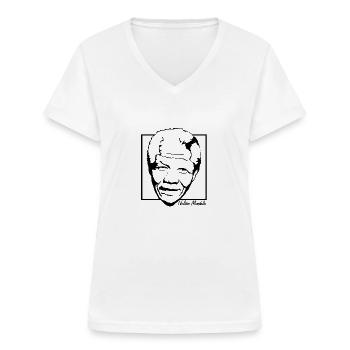 Nelson Mandela - T-shirt col V Femme - blanc - Devant - Lela (165cm)