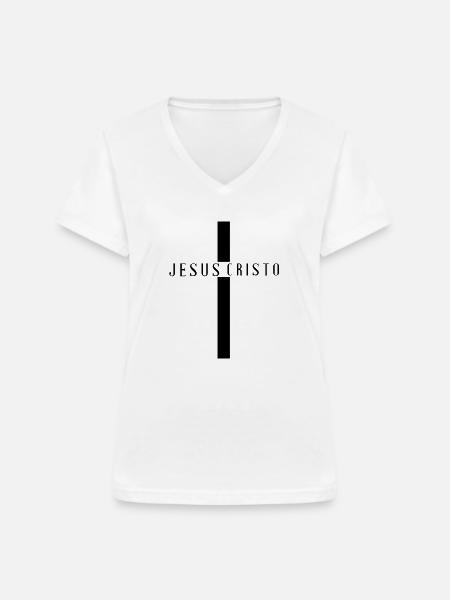 Jesus Christus - Frauen-T-Shirt mit V-Ausschnitt - Weiß