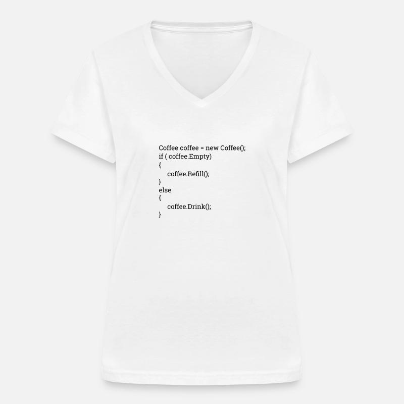 "Coffee and Code" | Programmers, programmers - Women's V-neck T-shirt - white