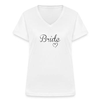 Braut Schriftzug Braut - Frauen-T-Shirt mit V-Ausschnitt - Weiß - Vorne - Lela (165cm)
