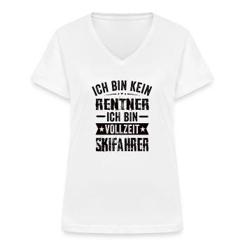Ich Bin Kein Rentner Ich Bin Vollzeit Skifahrer - Frauen-T-Shirt mit V-Ausschnitt - Weiß - Vorne - Lela (165cm)