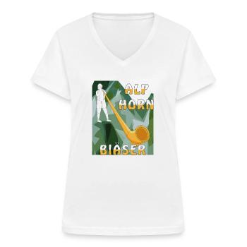ALPHORN BLÄSER - Frauen-T-Shirt mit V-Ausschnitt - Weiß - Vorne - Lela (165cm)