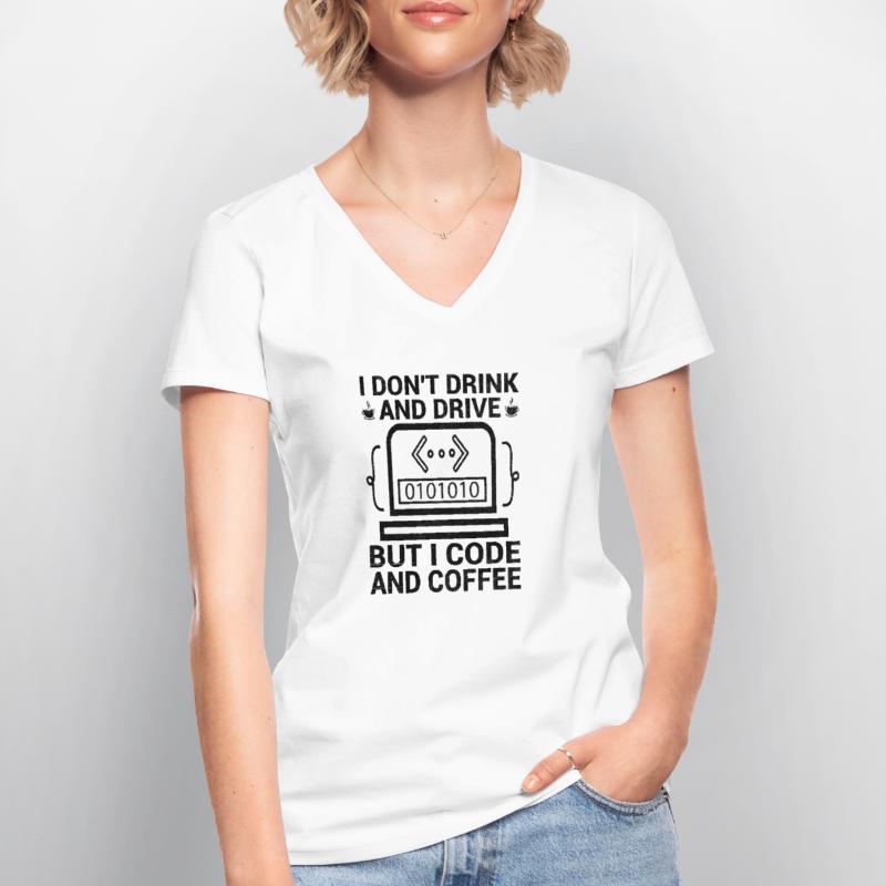 Kaffee-Codierung Programmierer Programmierer Entwickler Nerd Coff Frauen-T-Shirt mit V-Ausschnitt