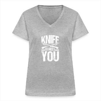 Nice to meet you - Women's V-neck T-shirt - sports grey - Front - Lela (165cm)