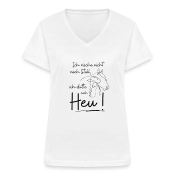 Ich dufte nach Heu - Frauen-T-Shirt mit V-Ausschnitt - Weiß - Vorne - Lela (165cm)