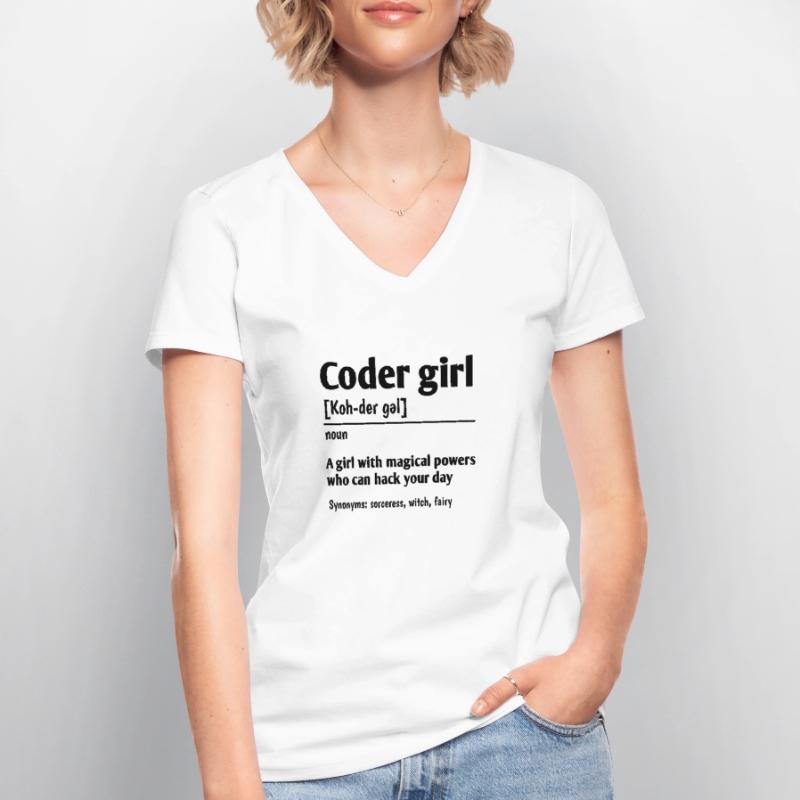 Coder Girl Definition Noun Software Developer Prog Frauen-T-Shirt mit V-Ausschnitt