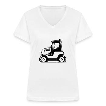 bulldozer - T-shirt col V Femme - blanc - Devant - Lela (165cm)