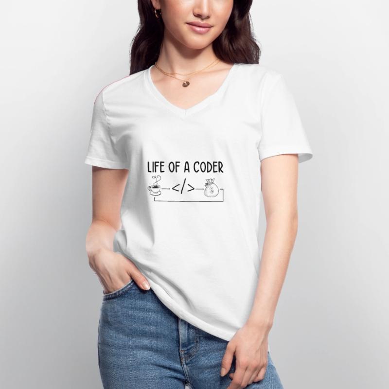 Life Of A Coder Software Developer Programmer Nerd Frauen-T-Shirt mit V-Ausschnitt
