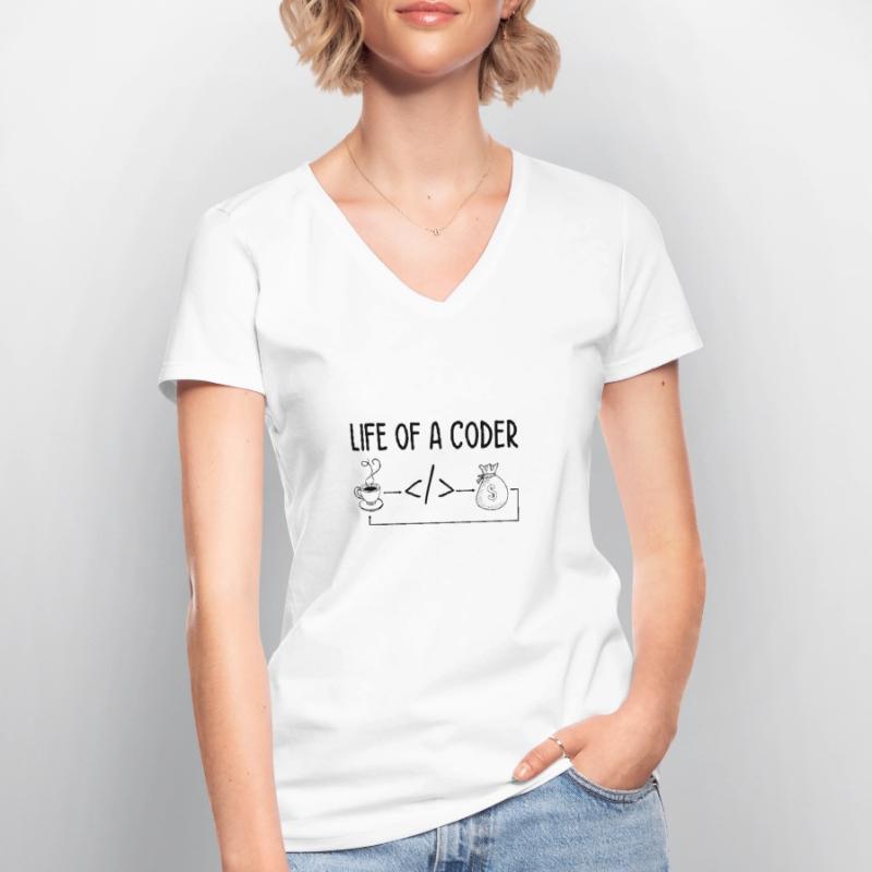 Life Of A Coder Software Developer Programmer Nerd Frauen-T-Shirt mit V-Ausschnitt