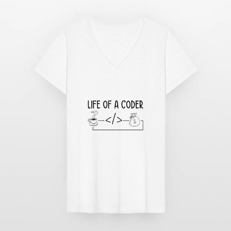 Life Of A Coder Software Developer Programmer Nerd Frauen-T-Shirt mit V-Ausschnitt