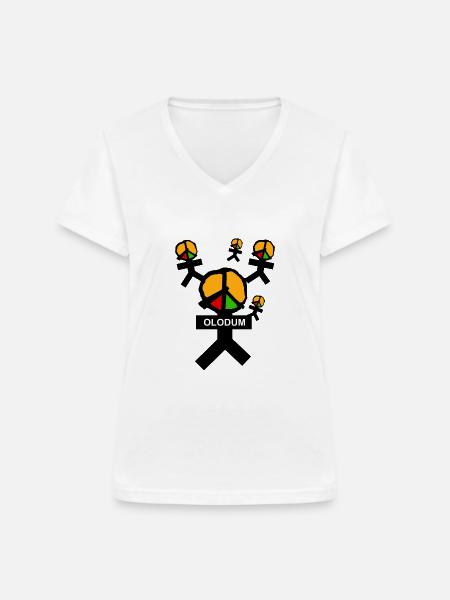 OLODUM - Frauen-T-Shirt mit V-Ausschnitt - Weiß