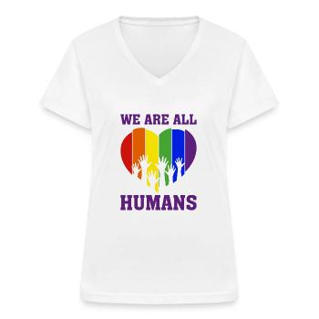 Christopher Streed Day We are ALL HUMANS Geschenk - Frauen-T-Shirt mit V-Ausschnitt - Weiß - Vorne - Lela (165cm)