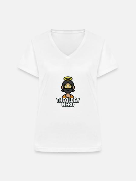 Theologie Nerd - Frauen-T-Shirt mit V-Ausschnitt - Weiß