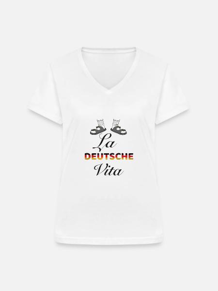 La deutsche Vita - Frauen-T-Shirt mit V-Ausschnitt - Weiß