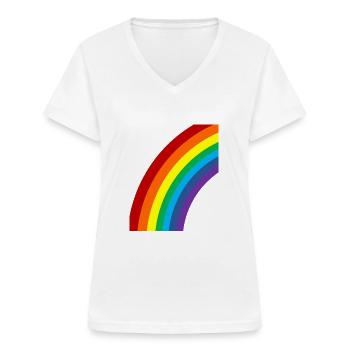 regenboog Lgbt - Vrouwen T-shirt met V-hals - wit - Voor - Lela (165cm)