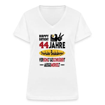 Geburtstag CDU SPD FDP Grün Politik Alter Jahre 44 - Frauen-T-Shirt mit V-Ausschnitt - Weiß - Vorne - Lela (165cm)