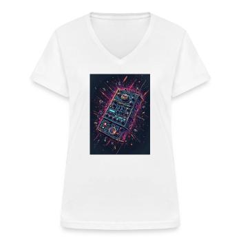 Digital DJ Controller Explosion - Women's V-neck T-shirt - white - Front - Lela (165cm)