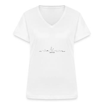LEIPZIG Sachsen Deutschland Skyline Stadt - Frauen-T-Shirt mit V-Ausschnitt - Weiß - Vorne - Lela (165cm)