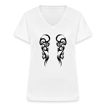 tribal 02 - T-shirt col V Femme - blanc - Devant - Lela (165cm)