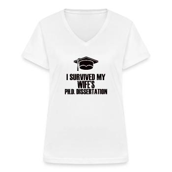 Ehefrau Mutter Doktor Promotion Akademiker Spaß - Frauen-T-Shirt mit V-Ausschnitt - Weiß - Vorne - Lela (165cm)