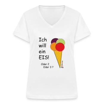 ich will ein eis - Frauen-T-Shirt mit V-Ausschnitt - Weiß - Vorne - Lela (165cm)