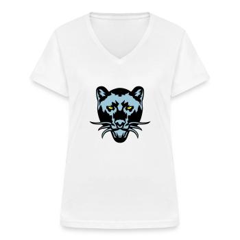black panther drawing wild animal logo - Women's V-neck T-shirt - white - Front - Lela (165cm)