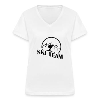 équipe de ski - T-shirt col V Femme - blanc - Devant - Lela (165cm)