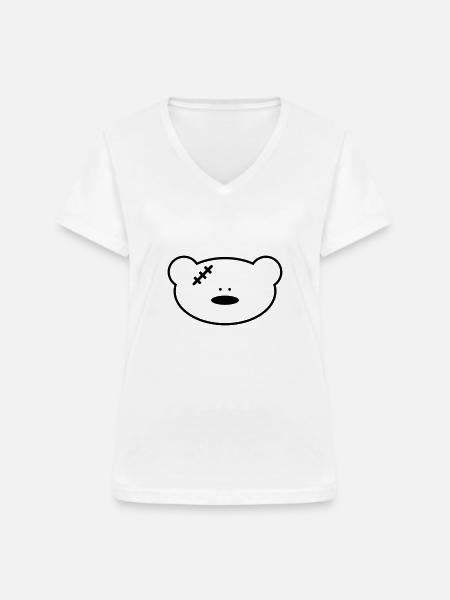Lustiger Teddybär mit Narbe - Frauen-T-Shirt mit V-Ausschnitt - Weiß