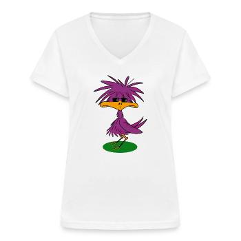 Funky bird - Women's V-neck T-shirt - white - Front - Lela (165cm)