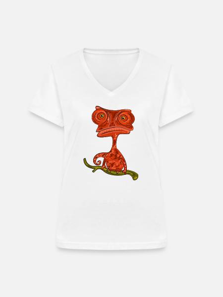 Chamaeleon Exotisch Geschenkidee - Frauen-T-Shirt mit V-Ausschnitt - Weiß