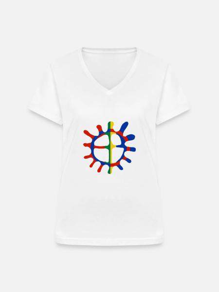 Sami Sonne - Frauen-T-Shirt mit V-Ausschnitt - Weiß