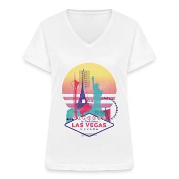Las Vegas - Women's V-neck T-shirt - white - Front - Lela (165cm)