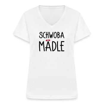 Schwoba Mädle - Frauen-T-Shirt mit V-Ausschnitt - Weiß - Vorne - Lela (165cm)