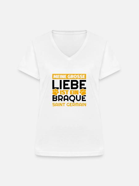 Braque Saint-Germain Geschenke lustig - Frauen-T-Shirt mit V-Ausschnitt - Weiß